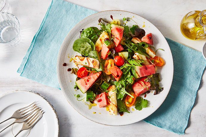 Halloumi and watermelon salad
