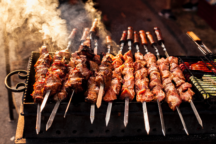 Kebabs on barbecue