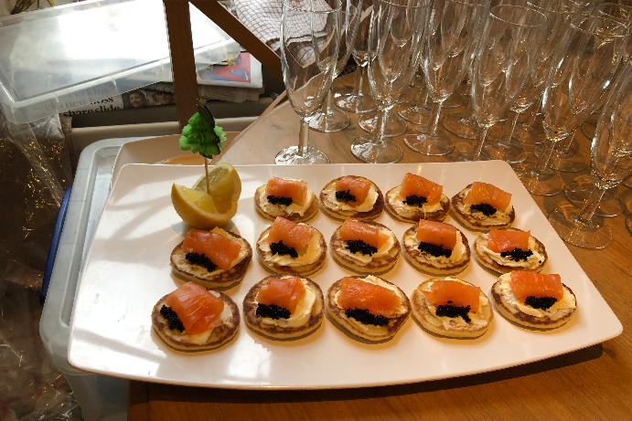blinis with wine